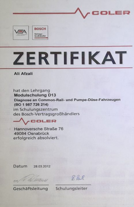 Die Werkstatt - Diagnose Zertifikat.
